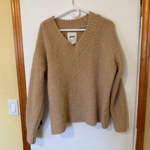 Aerie Fuzzy V Neck Sweater Sz  L - Picture 1 of 3